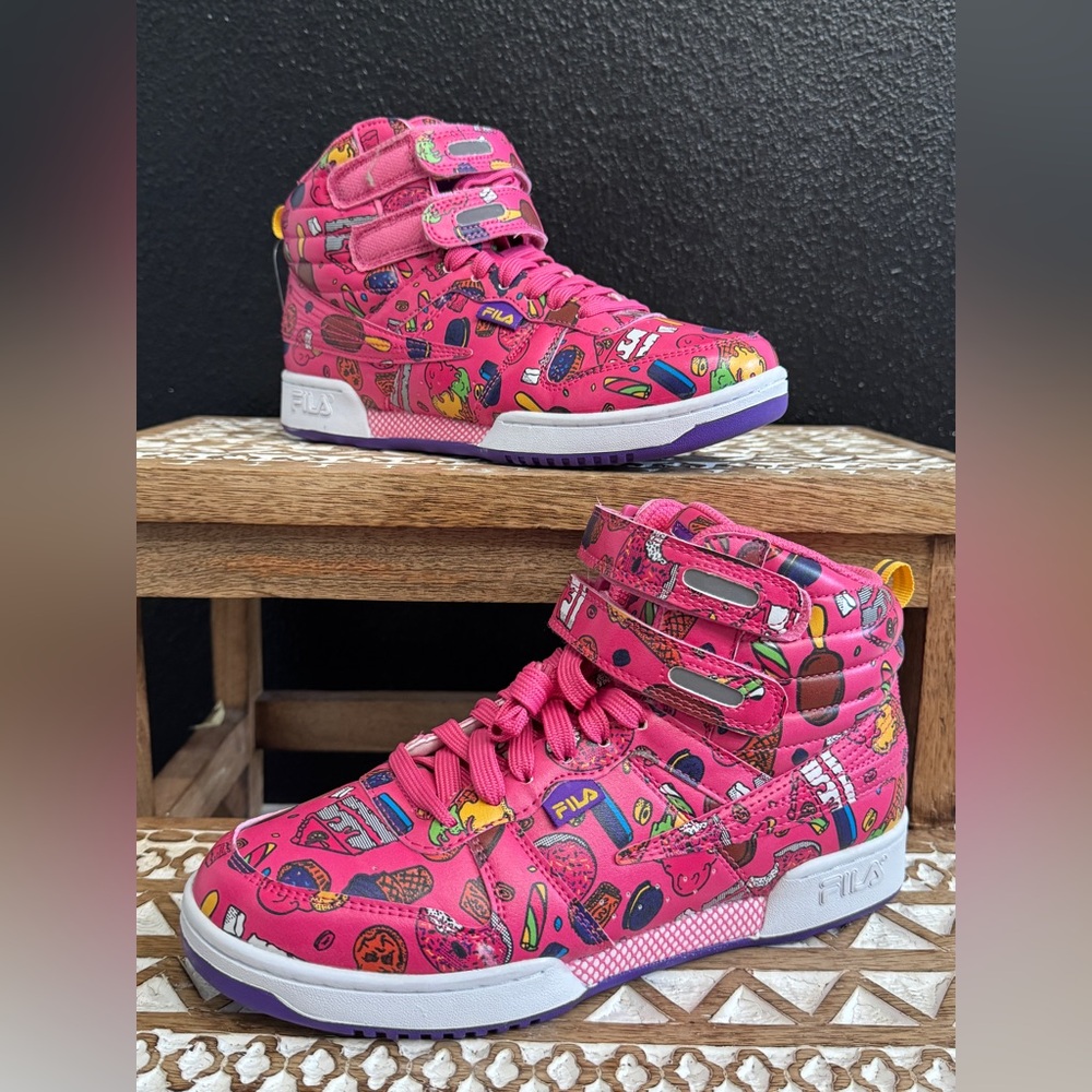 Brand New! Kids! Fila Pink High-Tops with Multicolor Design